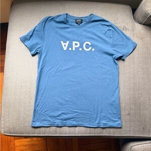 A.P.C. Blue Short-Sleeve Logo Tee